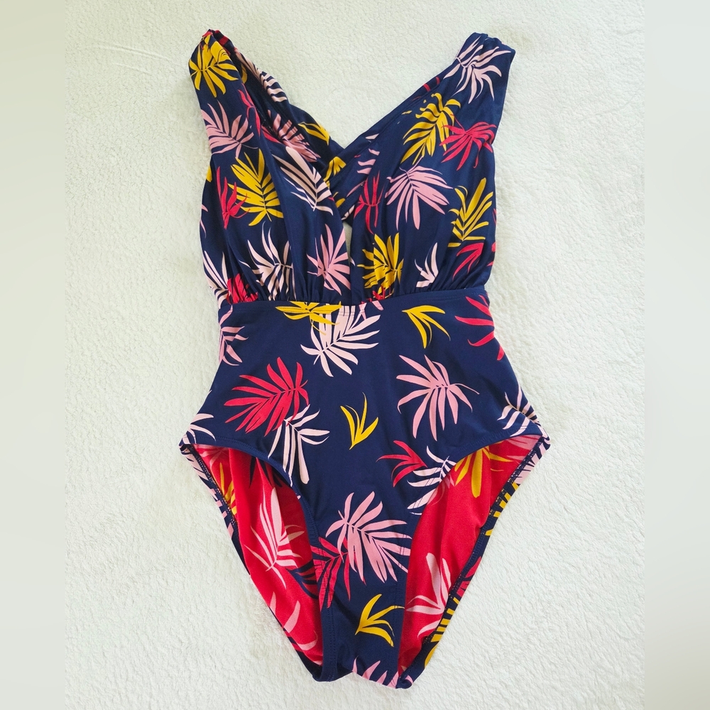 Sea Angel ✨️ Women's Navy Tropical One-Piece Swimsuit Size M